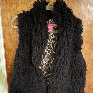 Betsey Johnson Black Fuzzy Vest